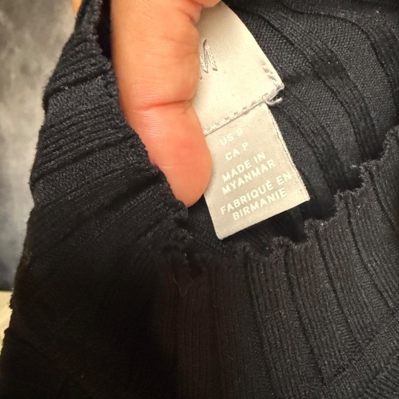 Black ribbed neck long sleeve top - Picture 2 of 2